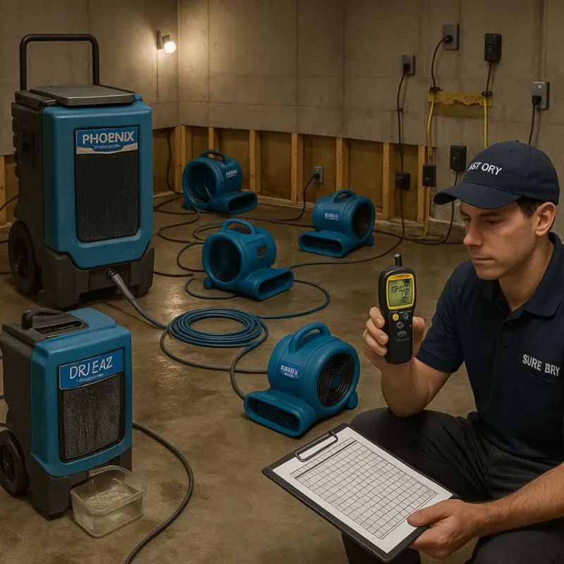Structural Drying and Dehumidification process in Columbus, NM